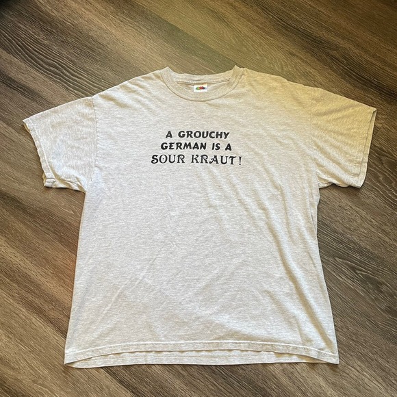 Fruit of the Loom Other - Vintage Y2K A Grouchy German Is A Sour Kraut‎ T Shirt Adult Size XL Funny